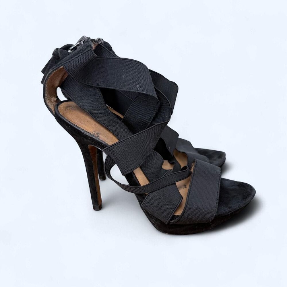 Strappy Elastic Cage Stiletto Sandals Back Zip Platform Goth Avant Garde